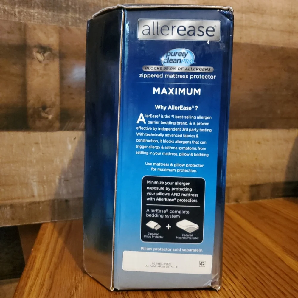 ALLEREASE Maximum Mattress Protector Blocks 99.9% Allergens White Full Flex Fit